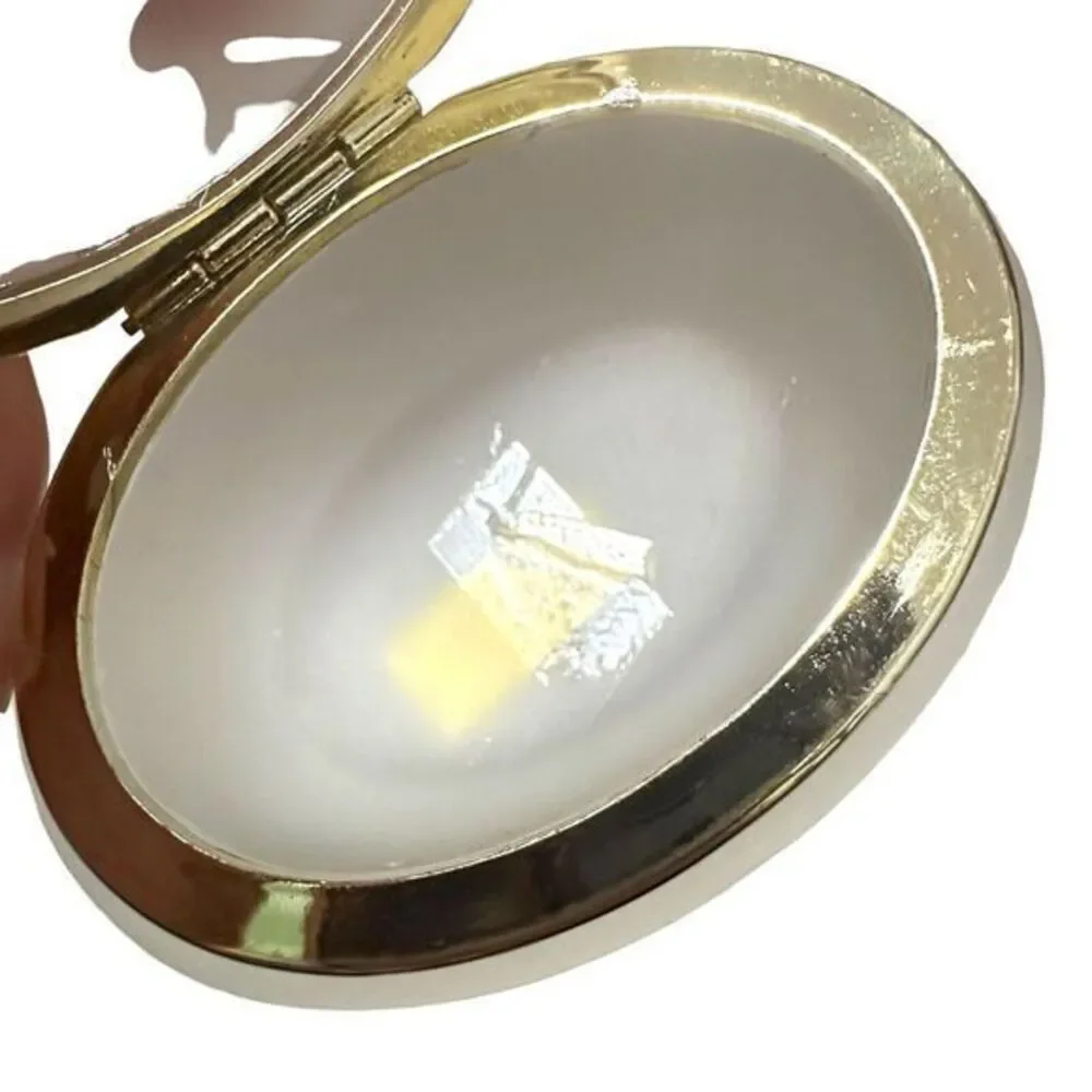 Cherry Blossom Trinket Box‎ Set Satin Glass Gold Tone Trim Hinged Top Vintage